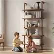Engineered Wood Wall-Mounted Shelf with 5-Tier Floating Shelves - Light Brown