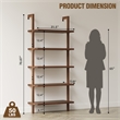 Engineered Wood Wall-Mounted Shelf with 5-Tier Floating Shelves - Light Brown