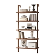 Engineered Wood Wall-Mounted Shelf with 5-Tier Floating Shelves - Light Brown
