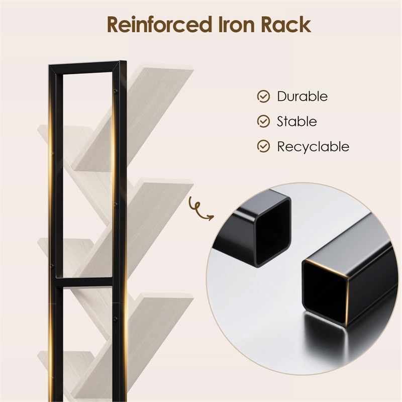 360-Degree Rotating Double V Bookcase with Lockable Wheels & Storage - Gray