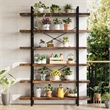 Heavy-Duty Brown Engineered Wood 6-Tier Bookshelf with Anti-Tip Kit