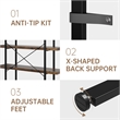 Heavy-Duty Brown Engineered Wood 6-Tier Bookshelf with Anti-Tip Kit