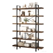 Heavy-Duty Brown Engineered Wood 6-Tier Bookshelf with Anti-Tip Kit