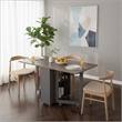 Space-Saving Folding Dining Table with 2-Layer Shelving & Lockable Wheels - Gray