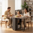 Space-Saving Folding Dining Table with 2-Layer Shelving & Lockable Wheels - Gray