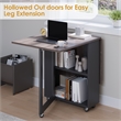 Space-Saving Folding Dining Table with 2-Layer Shelving & Lockable Wheels - Gray