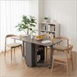 Space-Saving Folding Dining Table with 2-Layer Shelving & Lockable Wheels - Gray
