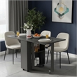 Space-Saving Folding Dining Table with 2-Layer Shelving & Lockable Wheels -Black