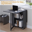 Space-Saving Folding Dining Table with 2-Layer Shelving & Lockable Wheels -Black