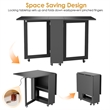 Space-Saving Folding Dining Table with 2-Layer Shelving & Lockable Wheels -Black