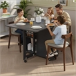 Space-Saving Folding Dining Table with 2-Layer Shelving & Lockable Wheels -Black