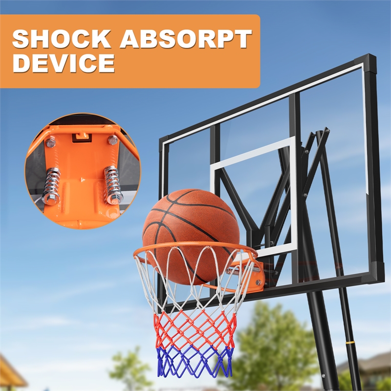 Black Portable Adjustable Basketball Hoop with Adjustable Height for All Ages