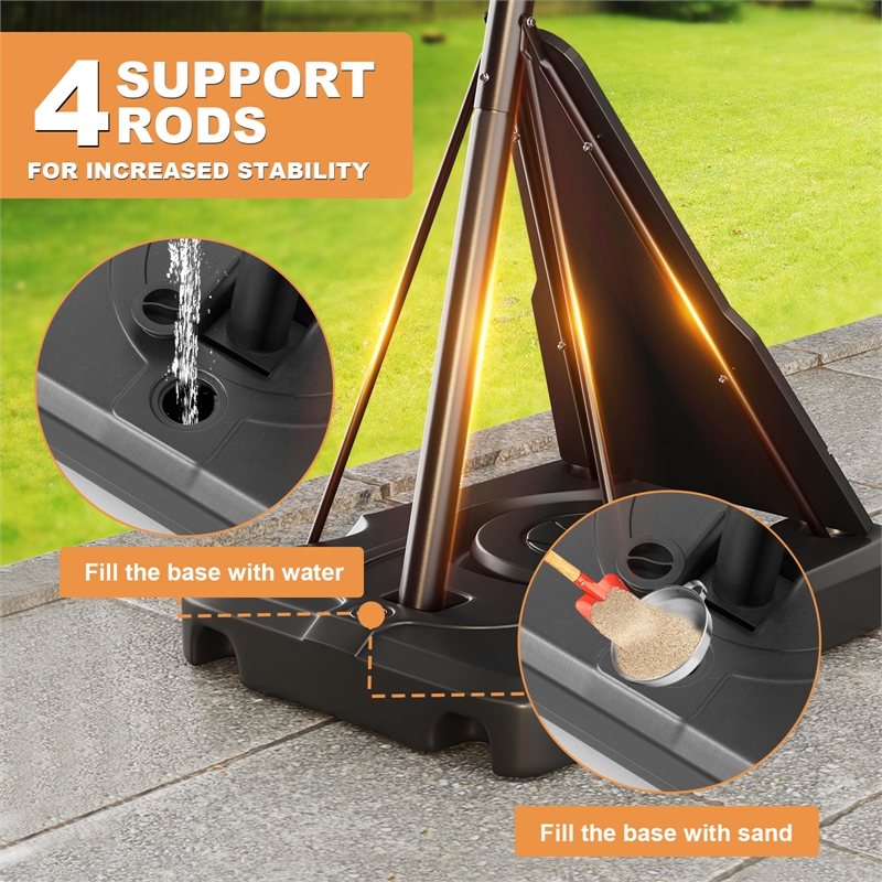 Black Portable Adjustable Basketball Hoop with Adjustable Height for All Ages