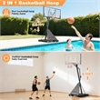 Black Portable Adjustable Basketball Hoop with Ball Return & Wheels