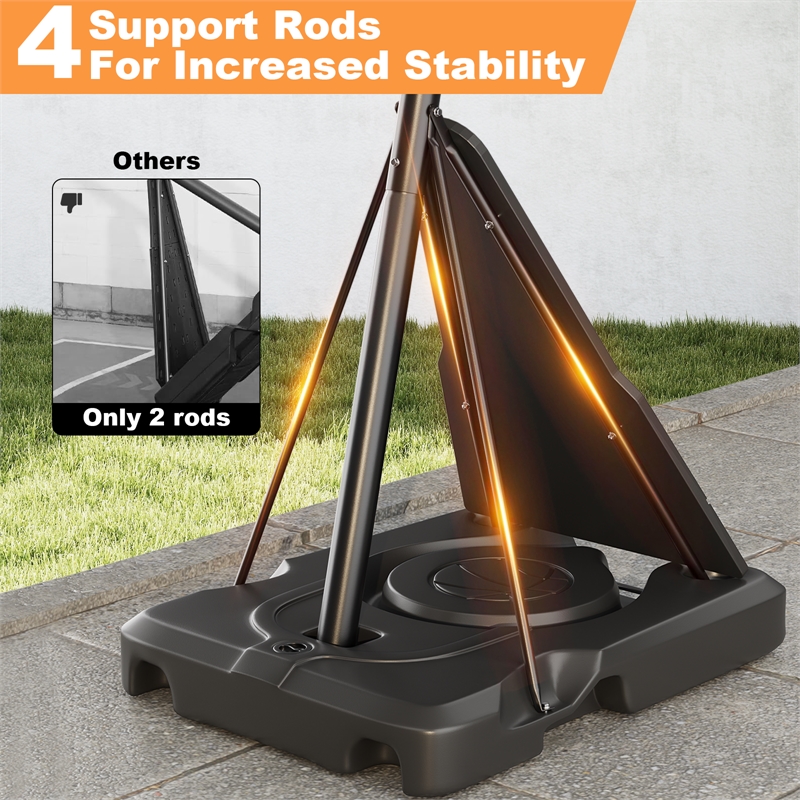 Black Portable Adjustable Basketball Hoop with Ball Return & Wheels