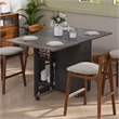 Space-Saving Folding Dining Table with Drawer & Cabinet - Gray