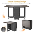 Space-Saving Folding Dining Table with Drawer & Cabinet - Gray