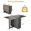 Space-Saving Folding Dining Table with Drawer & Cabinet - Gray