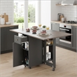 Space-Saving Folding Dining Table with Drawer & Cabinet - Gray