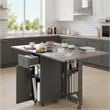 Space-Saving Folding Dining Table with Drawer & Cabinet - Gray