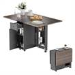 Space-Saving Folding Dining Table with Drawer & Cabinet - Gray