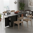 Space-Saving Folding Dining Table with Drawer & Cabinet - Black