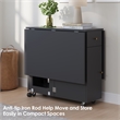 Space-Saving Folding Dining Table with Drawer & Cabinet - Black