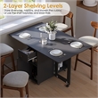 Space-Saving Folding Dining Table with Drawer & Cabinet - Black