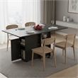 Space-Saving Folding Dining Table with Drawer & Cabinet - Black