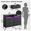 Black 6-Drawer Fabric Dresser with RGB LED Lights & Built-in Power Strip