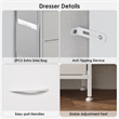 White 6-Drawer Fabric Dresser with RGB LED Lights & Built-in Power Strip