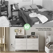White 6-Drawer Fabric Dresser with RGB LED Lights & Built-in Power Strip