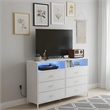 White 6-Drawer Fabric Dresser with RGB LED Lights & Built-in Power Strip