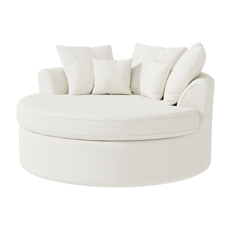CRO Decor White Fabric free-install fully foam-filled Compressed sofa