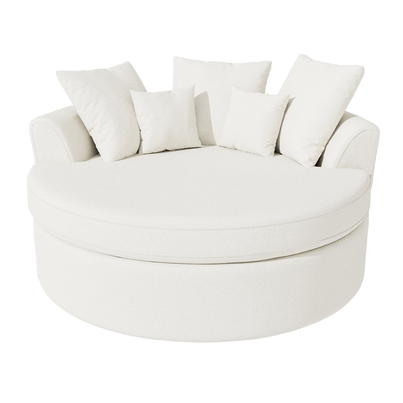 CRO Decor White Fabric free-install fully foam-filled Compressed sofa