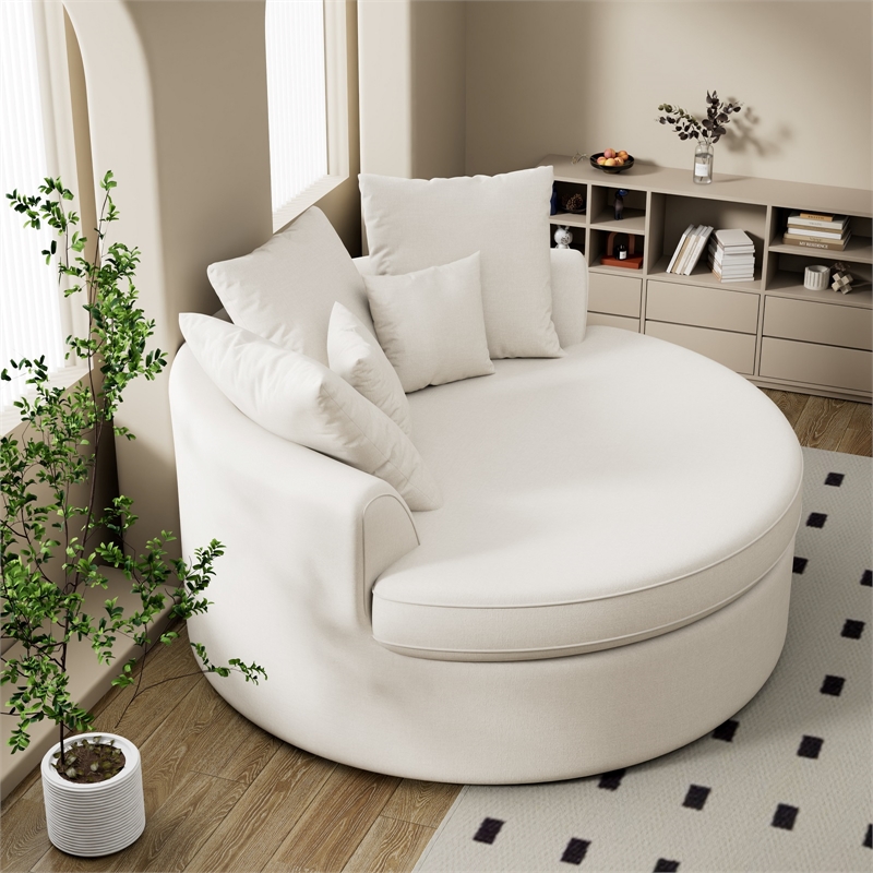 CRO Decor White Fabric free-install fully foam-filled Compressed sofa