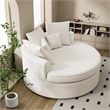 CRO Decor White Fabric free-install fully foam-filled Compressed sofa