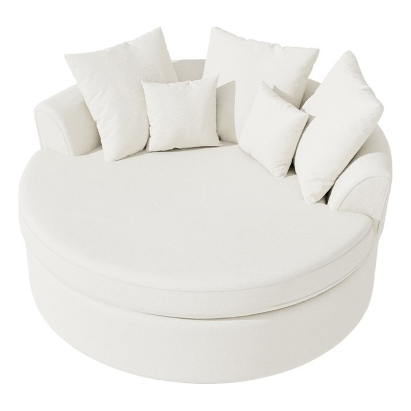 CRO Decor White Fabric free-install fully foam-filled Compressed sofa