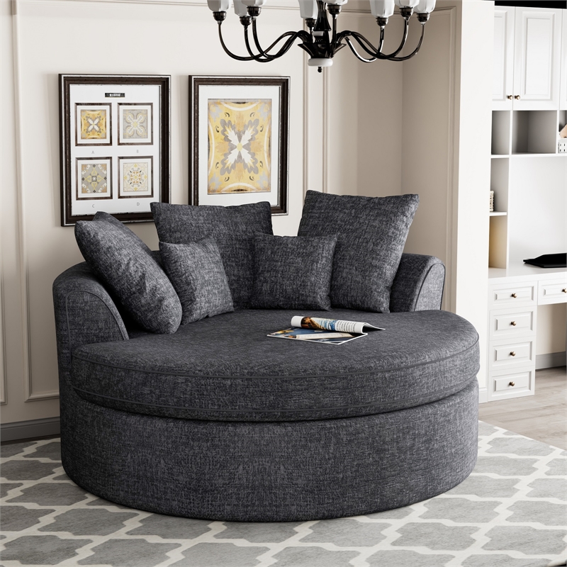 CRO Decor Dark Gray Fabric free-install fully foam-filled Compressed sofa