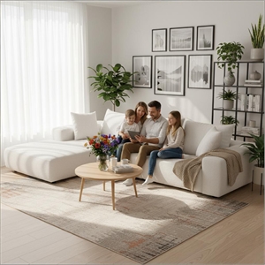 White L-shaped  Chenille free-install fully foam-filled Compressed sofa
