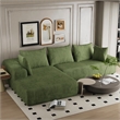 Green L-shaped Corduroy Fabric free-install fully foam-filled Compressed sofa