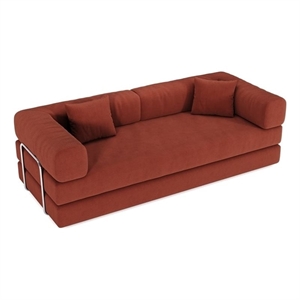 78.8&quot Corduroy Fabric Floor-Standing Arm Comfort Compression Sofa - Orange