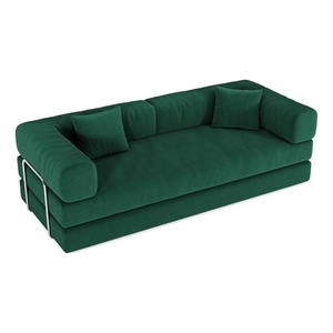 78.8&quot Corduroy Fabric Floor-Standing Arm Comfort Compression Sofa - Green