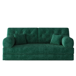 78.8&quot Corduroy Fabric Compression Sofa with No Stainless Steel Frame - Green