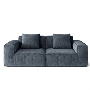 2-Seater Corduroy Fabric Compressed Tofu Block Sofa Bed - Gray