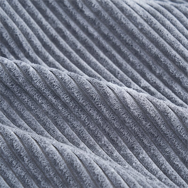 Corduroy 3-Seater Compressed Modular Sectional Sofa with Comfy Armrest - Gray