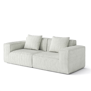 2-Seater Corduroy Fabric Compressed Tofu Block Sofa Bed - White