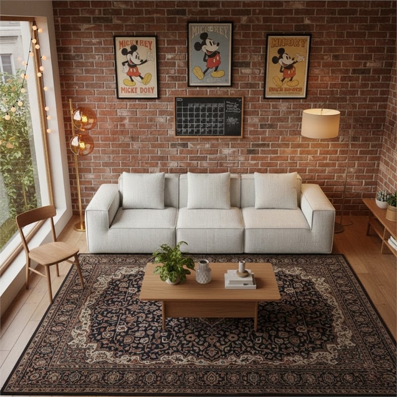 Corduroy 3-Seater Compressed Modular Sectional Sofa with Comfy Armrest - White