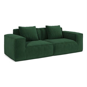 2-Seater Corduroy Fabric Compressed Tofu Block Sofa Bed - Green