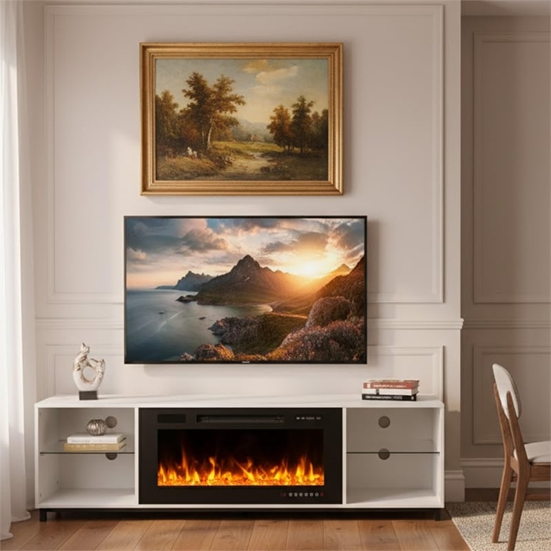 White TV Stand with 36